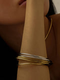 Olyss 18K Gold Non-Tarnish Classic Thin Bangle Set