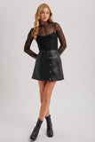 Faux Leather Button Mini