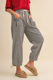 Denim Striped Parachute Pants