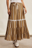 Embroidered Tiered Maxi Skirt