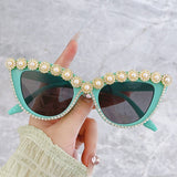 Handmade Rhinestone Pearl Cat Eye Sunnies