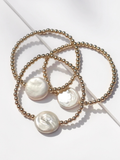 Beaded Stackable Bracelet - Real Coin Pearl, 14K Gold Fill