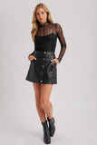 Faux Leather Button Mini