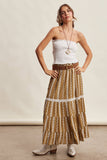 Embroidered Tiered Maxi Skirt