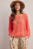 Open-Knit Sweater Top (Coral, Blue, Ivory)