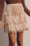 Fringe Stretch Faux Suede Mini Skirt
