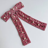 Pearl Velvet Bow Hair Clip