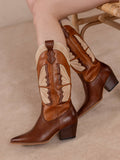 The Fairy | Camel Western Boot in Suede with Inlay