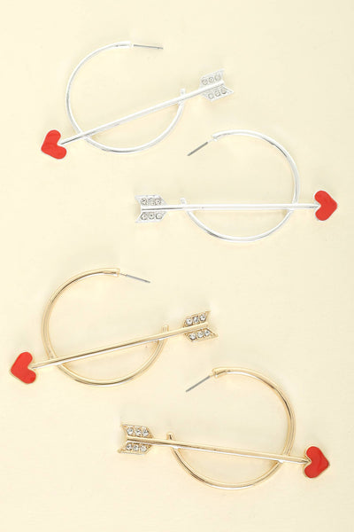 Valentines Day Rhinestone Cupid Hoops (Final Sale)