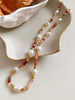 18K Josephine Bohemian Handmade Rose Pearl and Bead Necklace