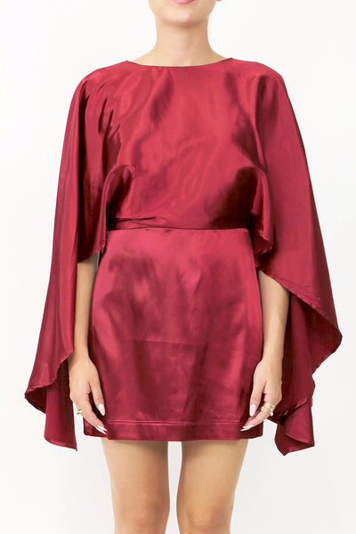 Cranberry Cape Sleeve Dress