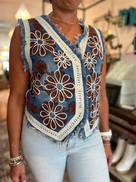 *PREORDER* Denim Crochet Vest