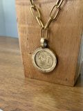 Yochi NY Brass Handmade Horse Coin Necklace