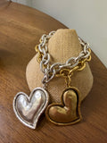 Yochi NY Brass Handmade Heart Charm Bracelet