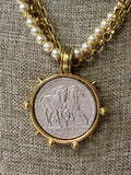 Yochi NY Brass Handmade Pearl Horse Coin