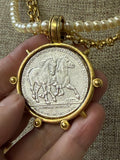 Yochi NY Brass Handmade Pearl Horse Coin
