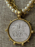 Yochi NY Brass Handmade Pearl Horse Coin