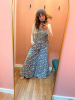 Denim Floral Overalls