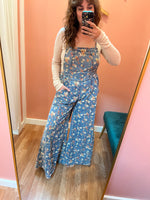 Denim Floral Overalls