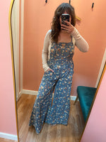 Denim Floral Overalls