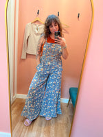Denim Floral Overalls