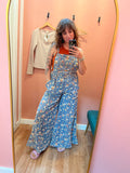 Denim Floral Overalls