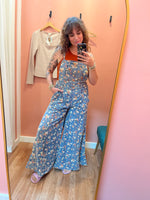 Denim Floral Overalls
