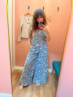Denim Floral Overalls