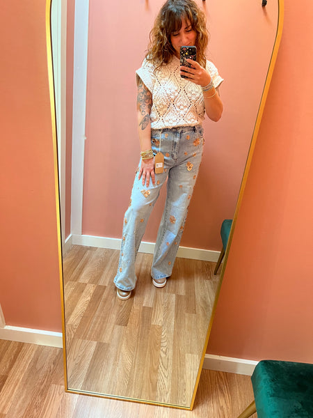 Embellished Sequin Jeans