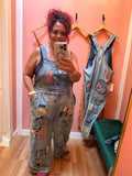 Denim Patchwork Overalls