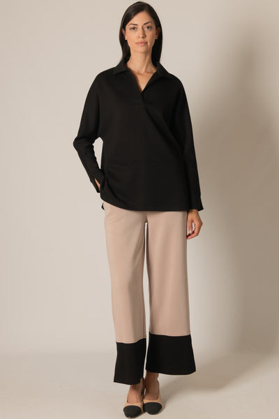 Pierre Wide Leg Contrast Hem Pant