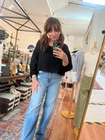 Linen Cropped Long Sleeve Top