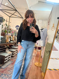 Linen Cropped Long Sleeve Top