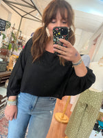Linen Cropped Long Sleeve Top