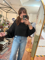 Linen Cropped Long Sleeve Top