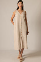 Linen Sleeveless Button Dress