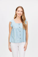 Chambray Ruffled Top