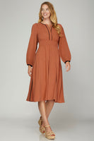 Cinnamon Ruched Dress