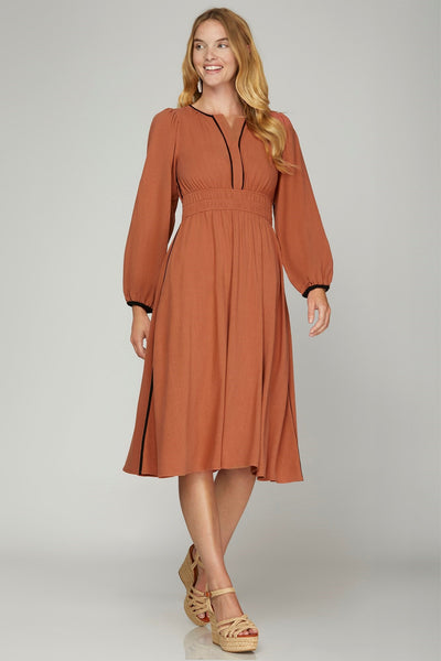 Cinnamon Ruched Dress