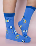 Evil Eye 100% Cotton Women's Crew Socks