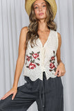 Eyelet Boho Embroidery Cotton Vest