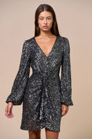 Sequin Front Twist Mini Dress