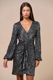 Sequin Front Twist Mini Dress