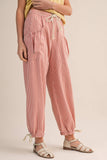 Denim Striped Parachute Pants