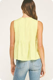 Pintuck Linen Sleeveless Top (colors: Butter or Chambray)