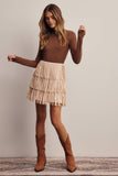 Fringe Stretch Faux Suede Mini Skirt
