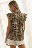 Leopard Printed Ruffle Sleeve Top