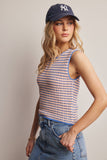 Knit Stripe Sleeveless Top (Peach Blue or Sage Lemon)