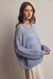 Open-Knit Sweater Top (Coral, Blue, Ivory)