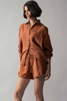 Crinkle Cotton Gauze Button-Up Set